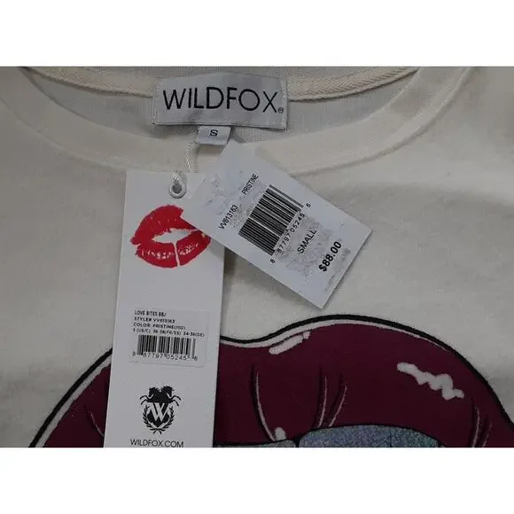 NWT Wildfox Couture Love Bites Sweatshirt in Vanilla S MSRP $95 - Picture 5 of 6